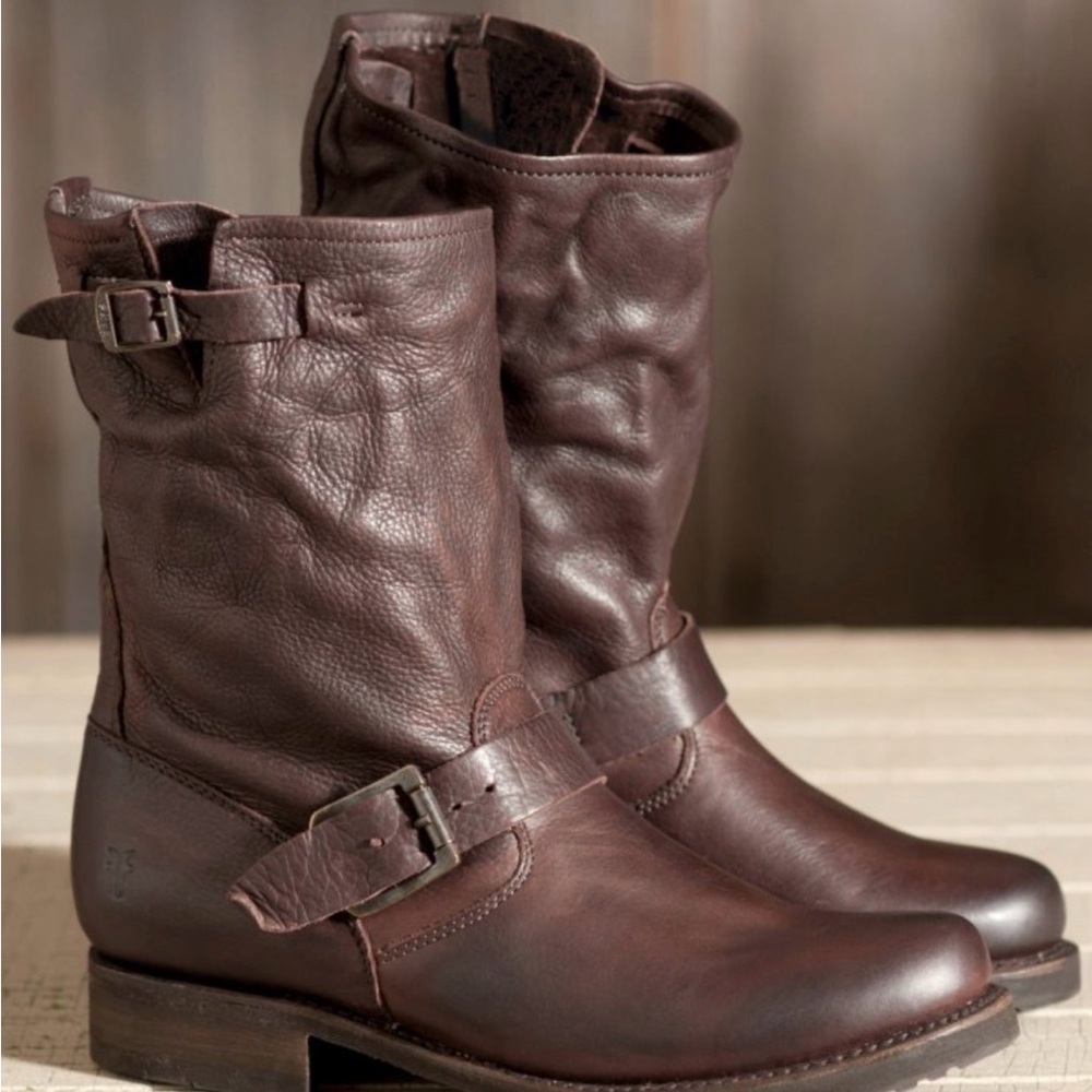 Frye Dark Brown Leather Ankle Boots